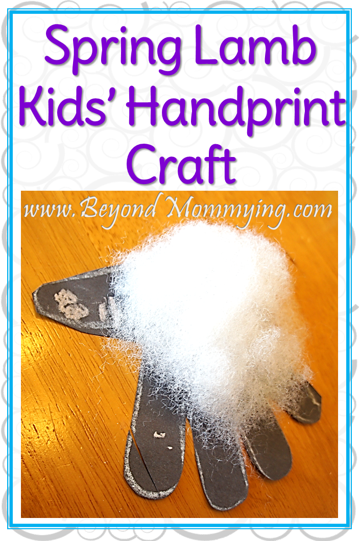Cute and easy Kids' Spring Lamb Handprint Craft made with construction paper and cotton