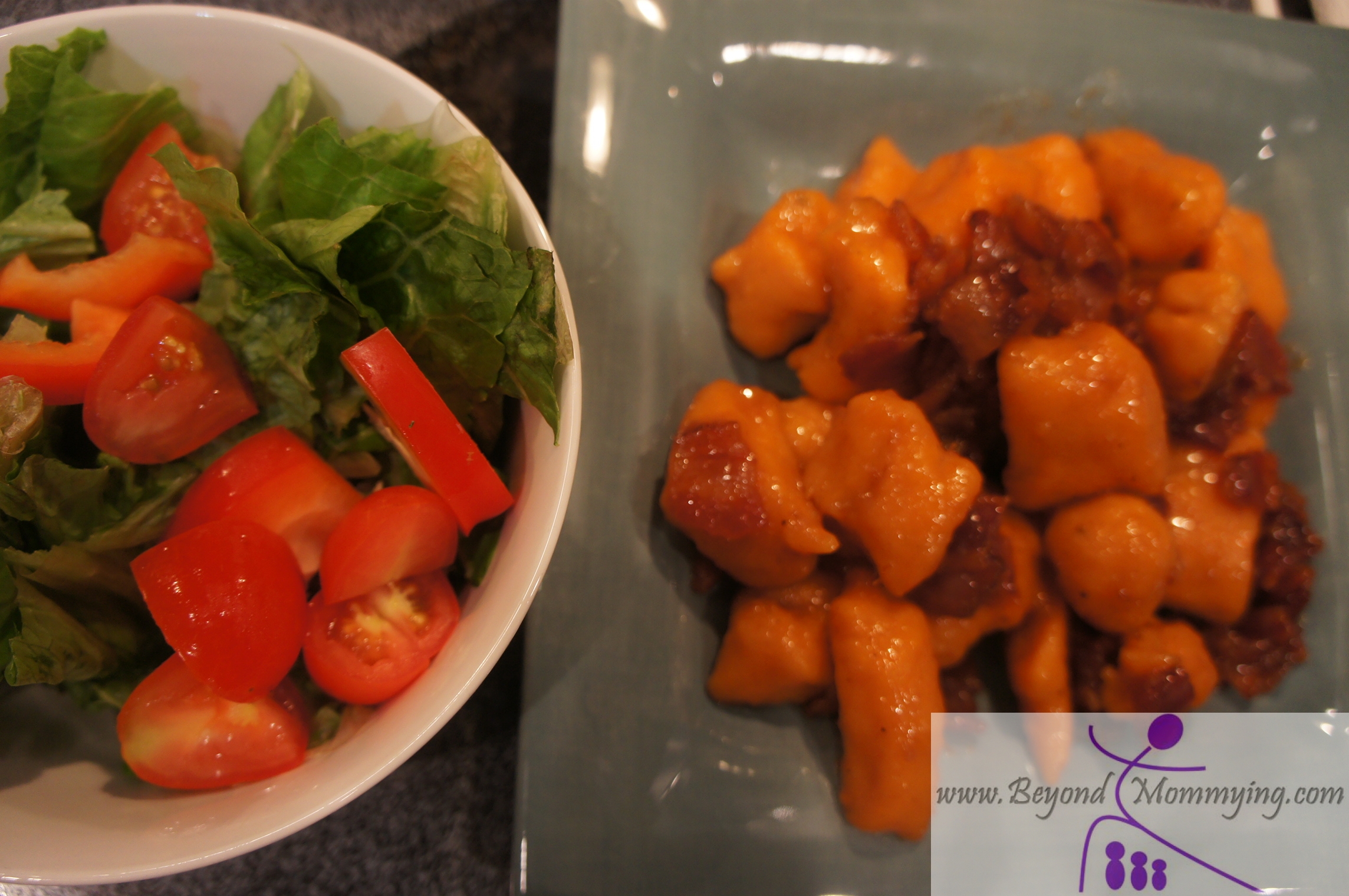 sweet potato gnocchi with maple bacon