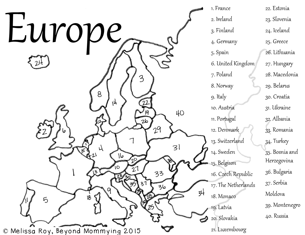 Labeled Western Europe Countries Map