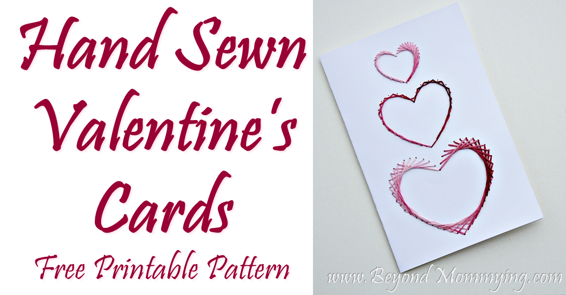 Hand Sewn Valentine's Card, free printable pattern
