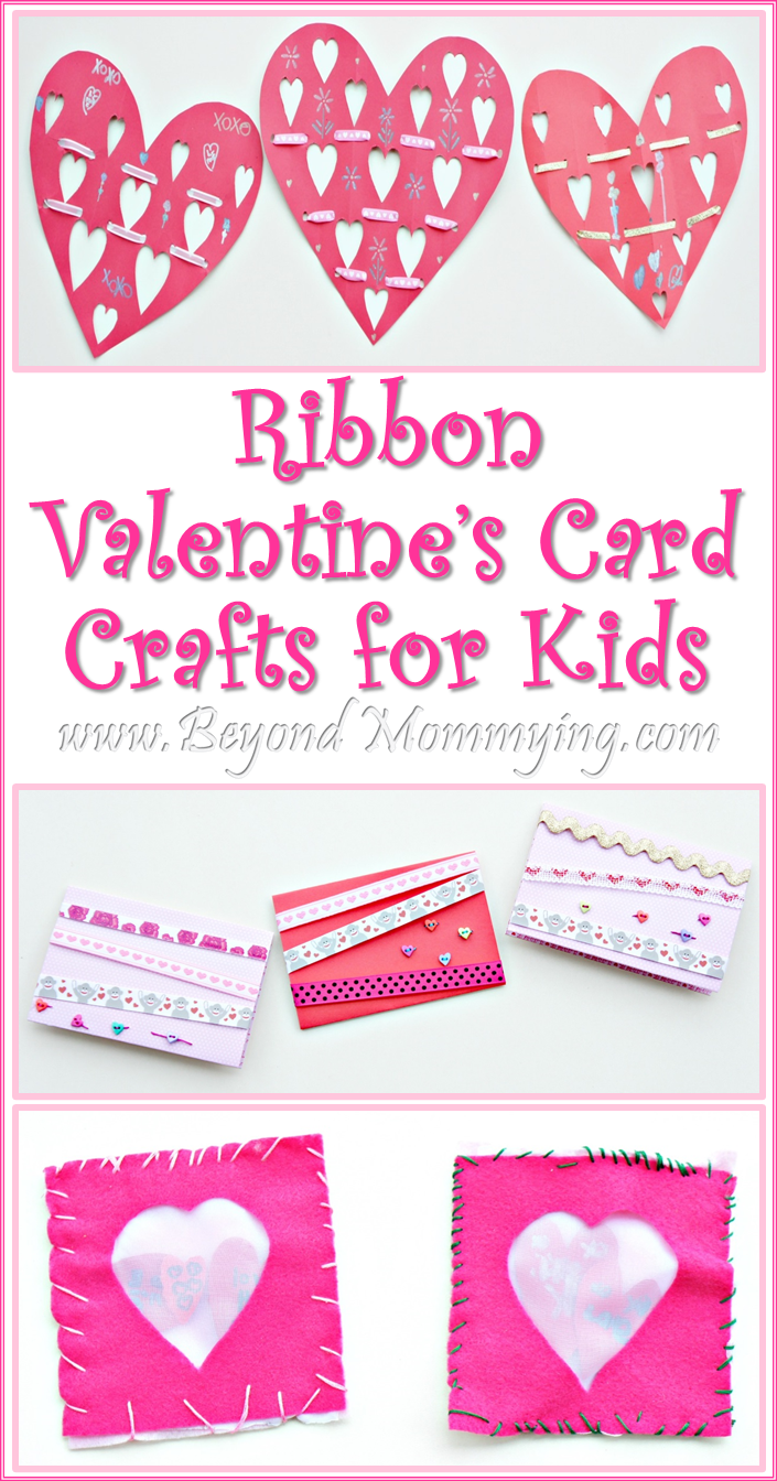 Ribbon Valentine's Card Crafts for Kids