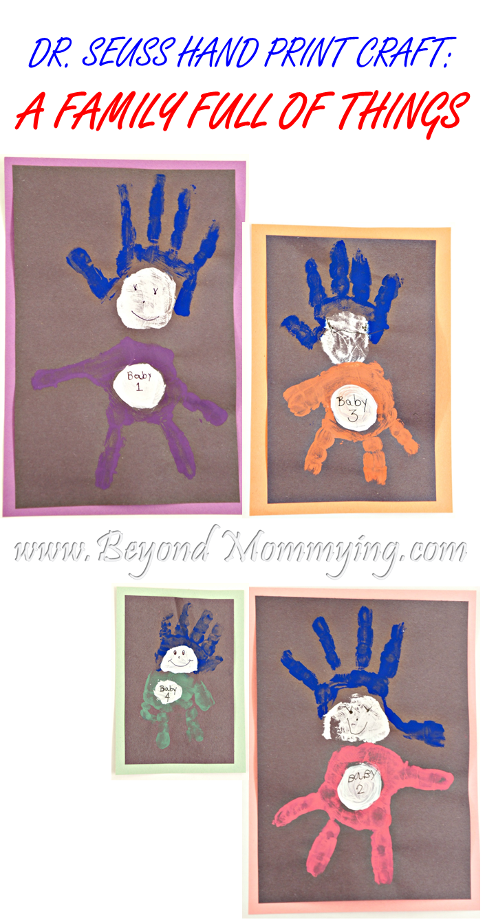 Dr. Suess hand print craft: A whole family of "Things." 