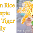 Vegan Rice Krispie Treat recipe and how to make Tiger Lilies with handprints