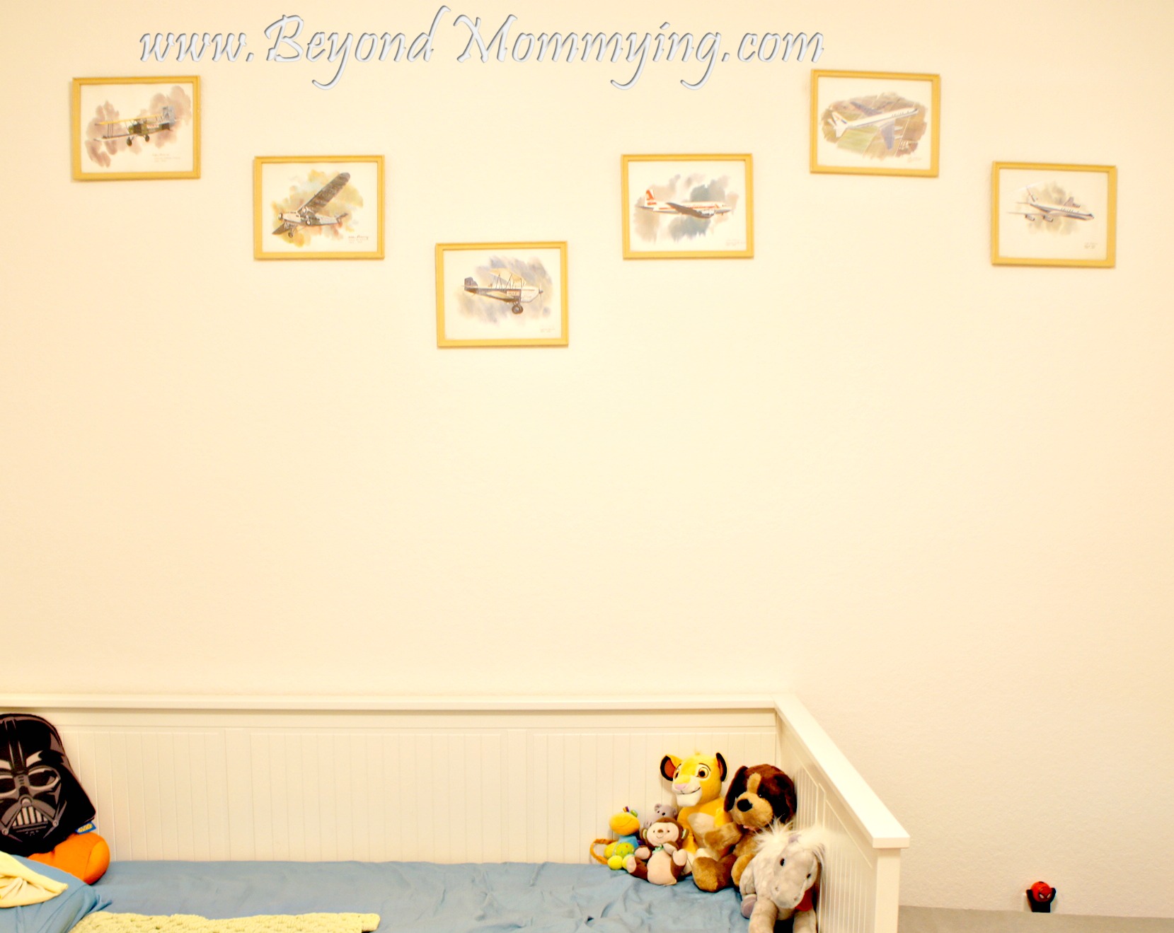 Flying airplanes in little boy's room