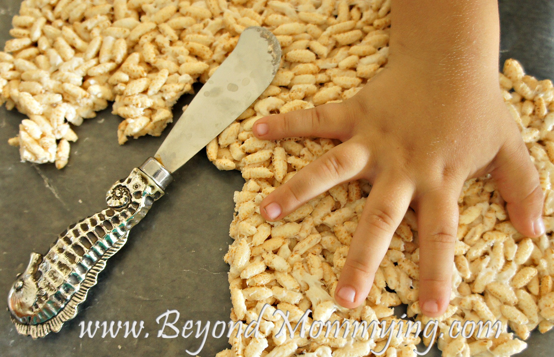 Vegan Rice Krispie Treat recipe and how to make Tiger Lilies with handprints