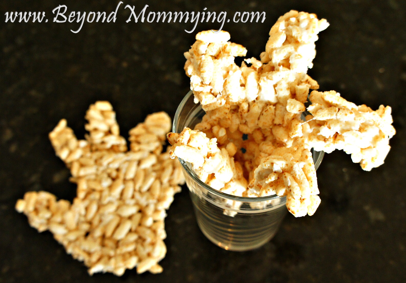 Vegan Rice Krispie Treat recipe and how to make Tiger Lilies with handprints