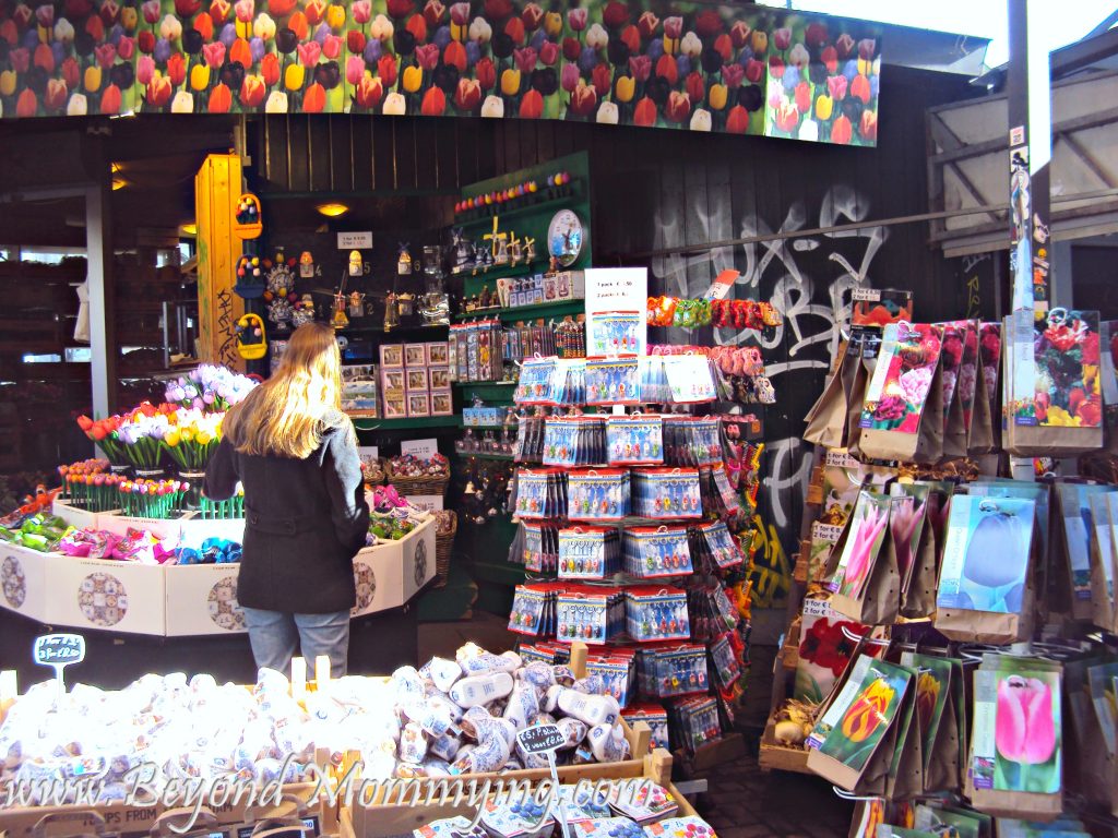 Traveling to Amsterdam with Kids, visiting the Bloemenmarkt flower market