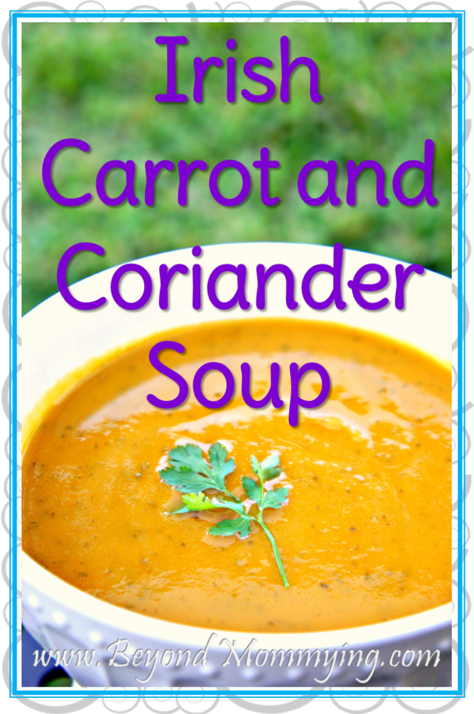 Recipe for an easy and delicious traditional Irish Carrot and Coriander Soup using only a few basic ingredients, perfect for St. Patrick's Day.