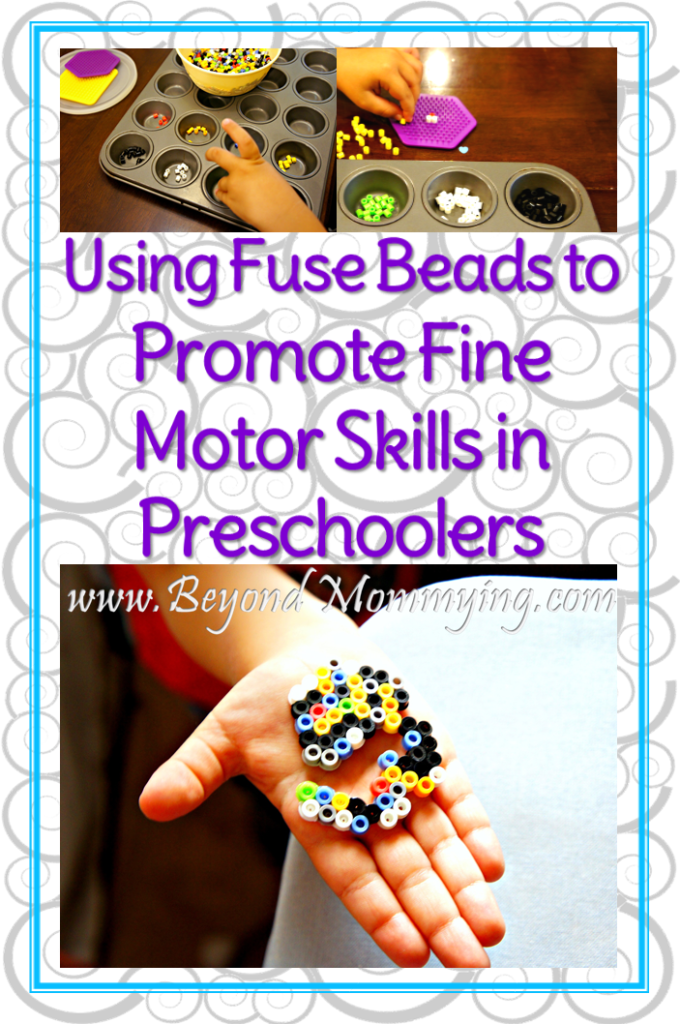 Using fuse beads is a great way to promote fine motor development and give preschoolers the chance to practice their fine motor skills.