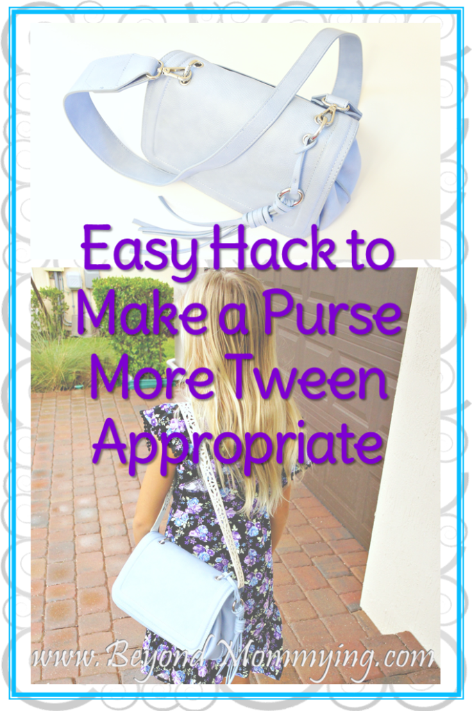 Tween Purse Hack: One simple change that makes an adult purse more appropriate for a tween or young girl.