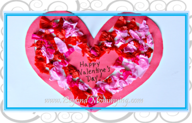 Easy preschool Valentine's Day Craft card using tissue and contact paper. Easy Valentine's card for toddlers and young children to make.