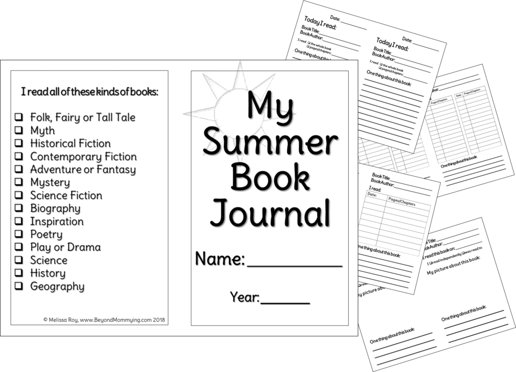 Printable summer reading program and journal that encourages kids to read books in different genres rather than focusing on how much or how long kids read.