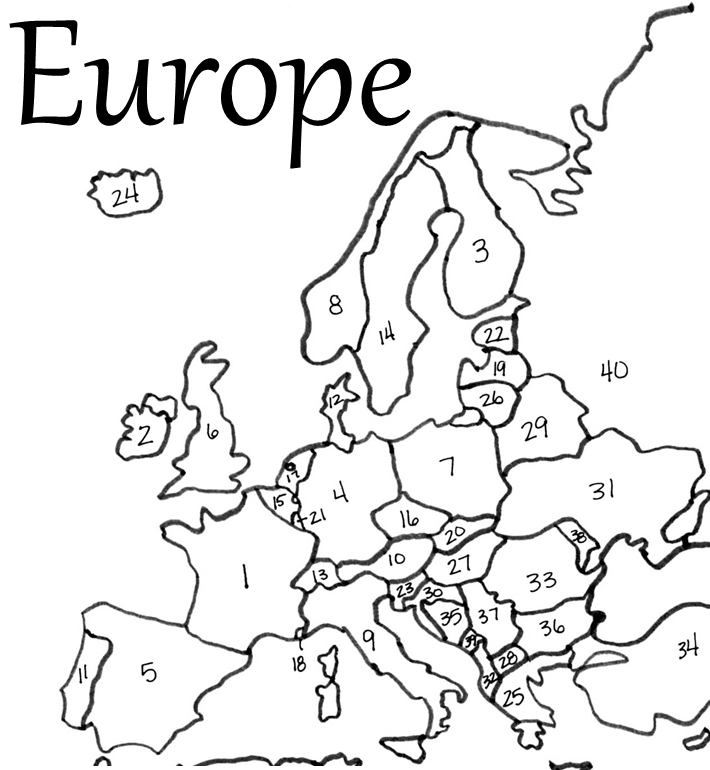 Printable Map Of Europe Labeled